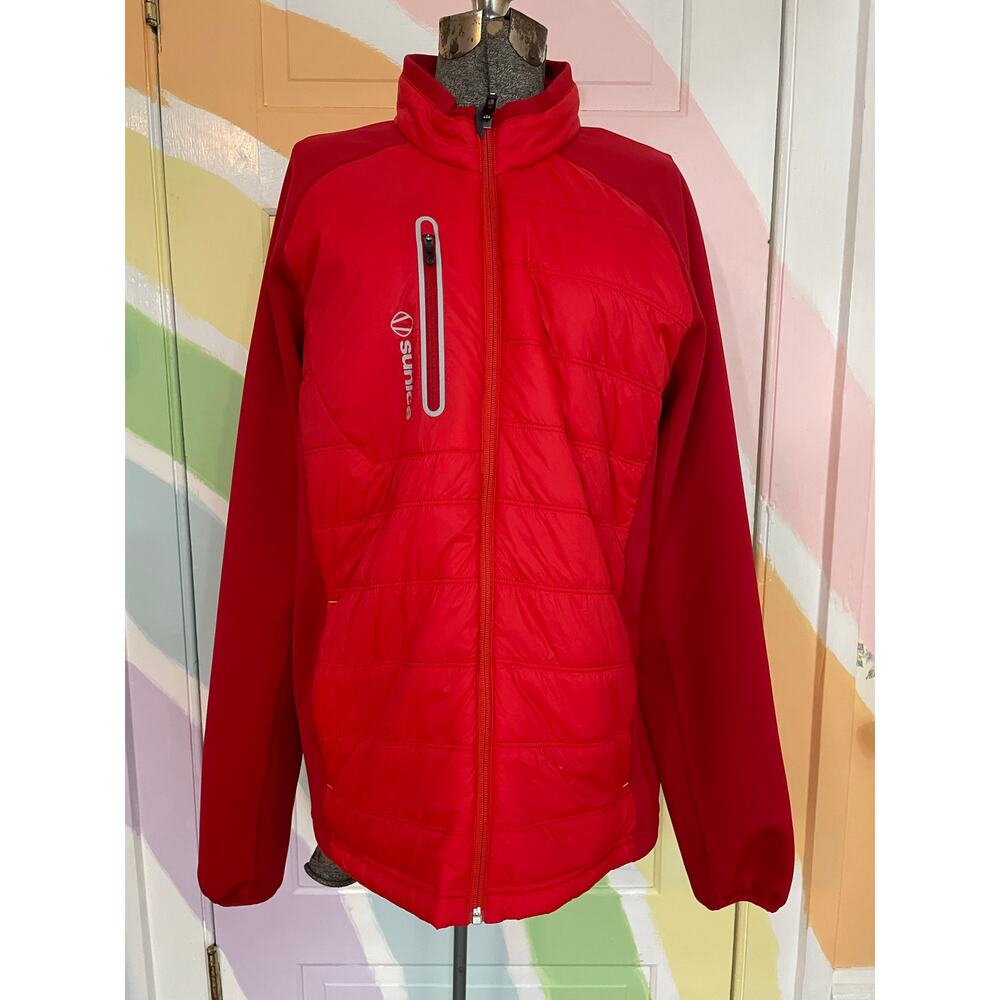 Sunice Red Hybrid Jacket Mens L Quilted Golf Lightweight Full Zip